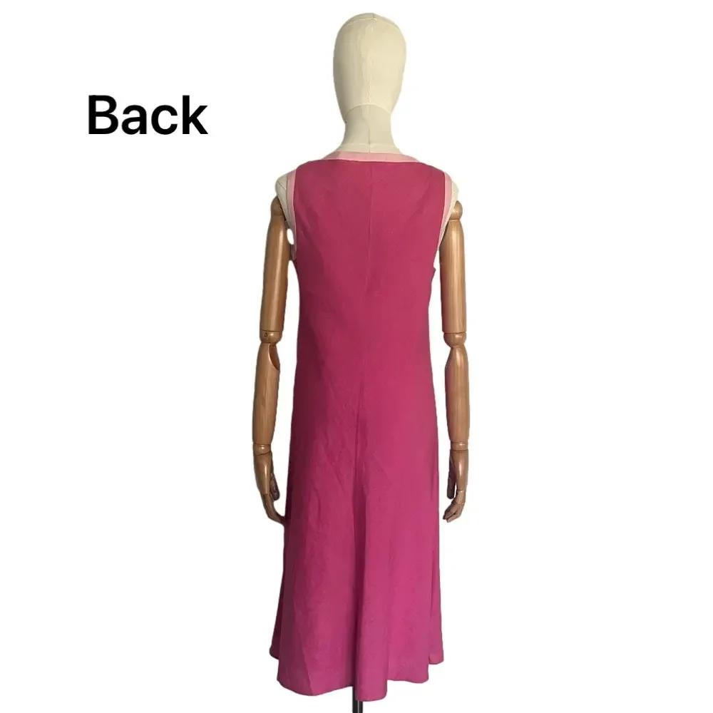 Vintage Talbots Irish Linen Pink Sheath Midi Dress Sleeveless Size 8